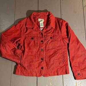 L.L. Bean Tomato Red Flannel Lined Corduroy Jacket